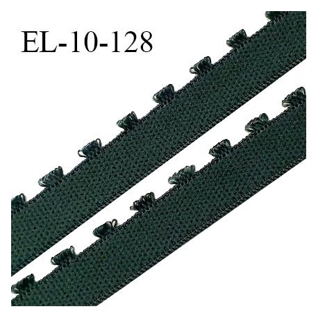 Elastique 10 mm lingerie haut de gamme couleur vert lichen fabriqué en France largeur 10 mm + 2 mm picots prix au mètre