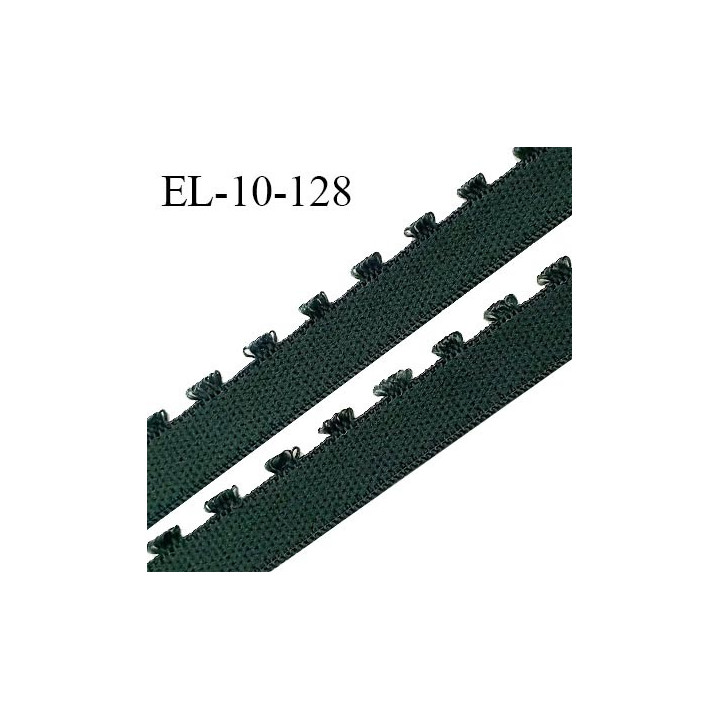Elastique 10 mm lingerie haut de gamme couleur vert lichen fabriqué en France largeur 10 mm + 2 mm picots prix au mètre