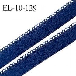 Elastique 10 mm lingerie haut de gamme couleur bleu jersey fabriqué en France largeur 10 mm + 2 mm picots prix au mètre