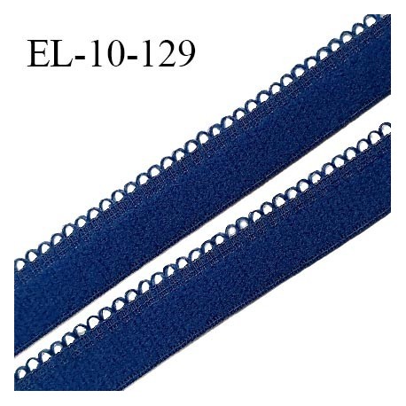 Elastique 10 mm lingerie haut de gamme couleur bleu jersey fabriqué en France largeur 10 mm + 2 mm picots prix au mètre