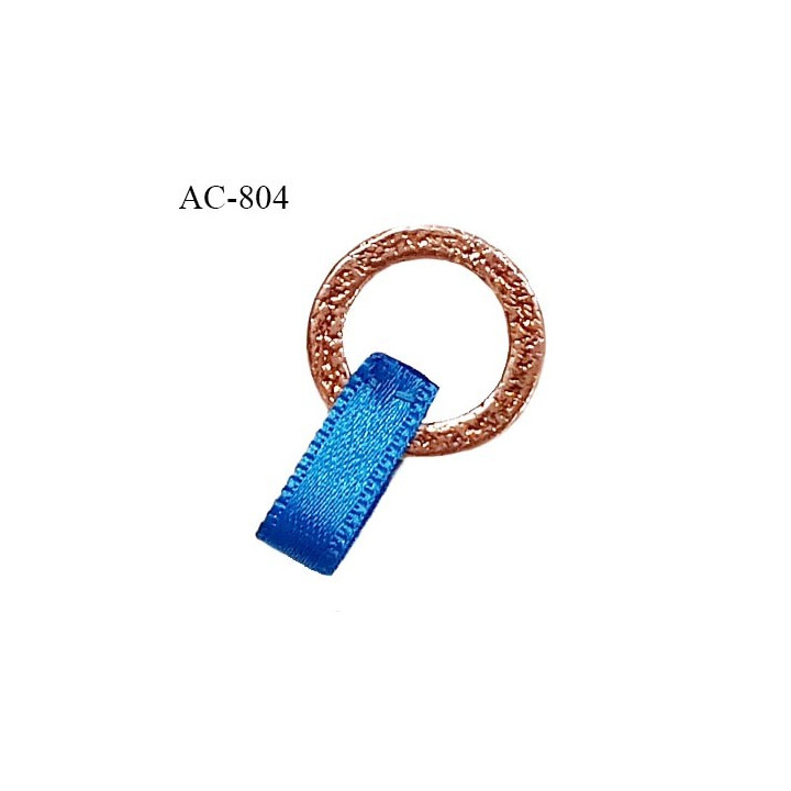 Boucle satin haut de gamme couleur bleu royal sur anneau en métal doré prix à l'unité