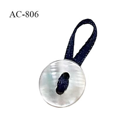 Attache lingerie 19 mm haut de gamme noeud en satin couleur bleu astral et bouton nacre prix à l'unité