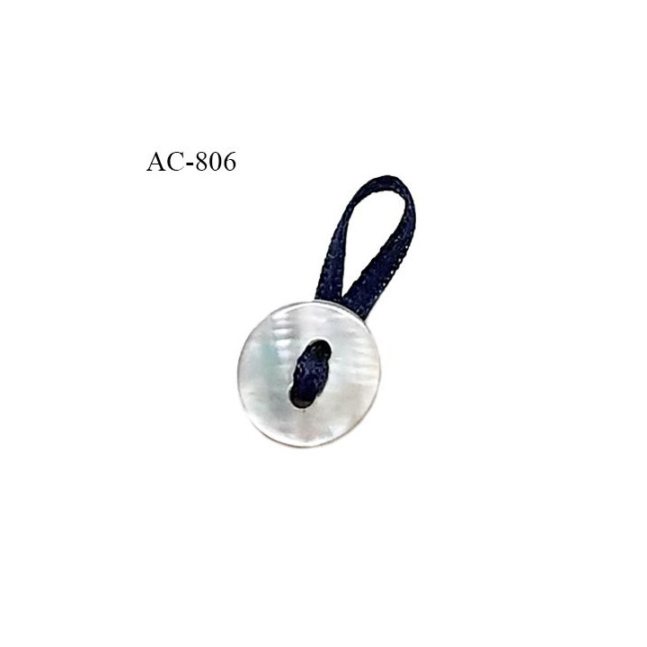 Attache lingerie 19 mm haut de gamme noeud en satin couleur bleu astral et bouton nacre prix à l'unité