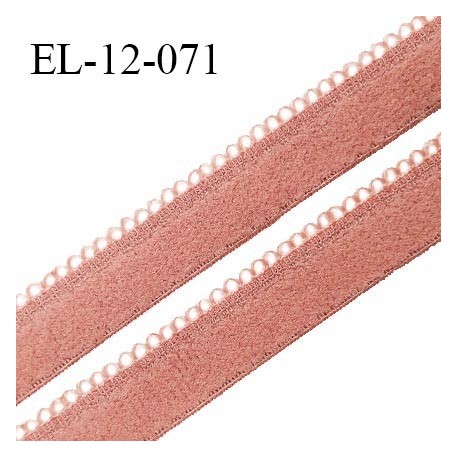 Elastique 12 mm lingerie haut de gamme couleur beige dune fabriqué en France largeur 12 mm + 2 mm picots prix au mètre