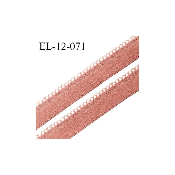 Elastique 12 mm lingerie haut de gamme couleur beige dune fabriqué en France largeur 12 mm + 2 mm picots prix au mètre