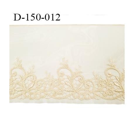 Dentelle broderie sur tulle 14 cm très haut de gamme largeur 14 cm couleur ivoire très belle prix au mètre