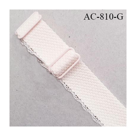 Bretelle gauche lingerie SG 24 mm très haut de gamme couleur blush avec 2 barrettes prix à l'unité
