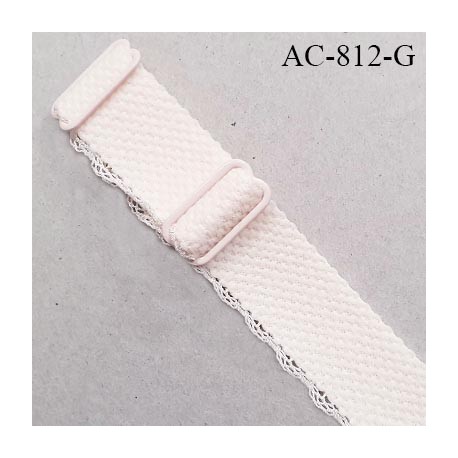 Bretelle gauche lingerie SG 19 mm très haut de gamme couleur blush avec 2 barrettes prix à l'unité