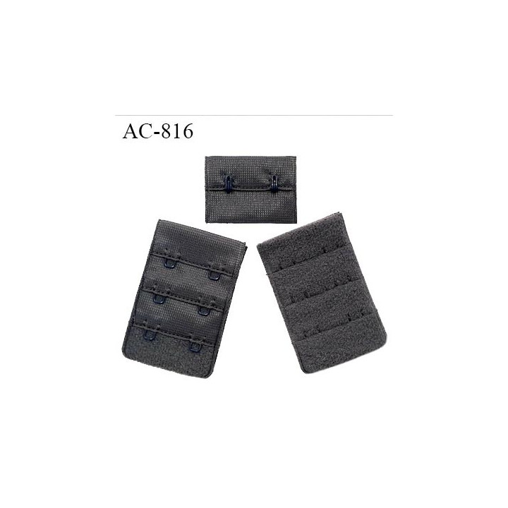 Agrafe 38 mm attache SG haut de gamme couleur gris sombre 3 rangées 2 crochets fabriqué en France prix à l'unité