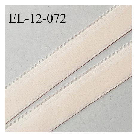 Elastique 12 mm lingerie haut de gamme couleur rose doré fabriqué en France largeur 12 mm + 2 mm picots prix au mètre