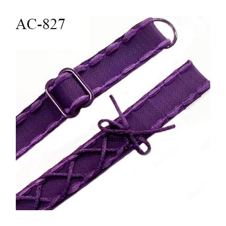 Bretelle lingerie SG 18 mm haut de gamme couleur chianti aubergine laçage avec 1 barrette + 1 anneau prix à l'unité