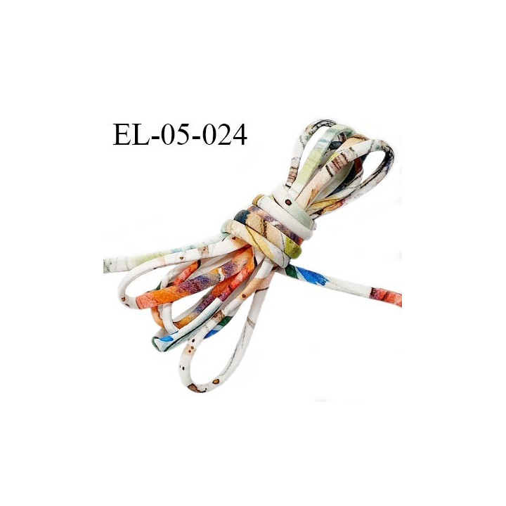 Cordon élastique 5 mm ou cache armature underwire casing galon couleur blanc avec motifs pastel lycra extensible prix au mètre