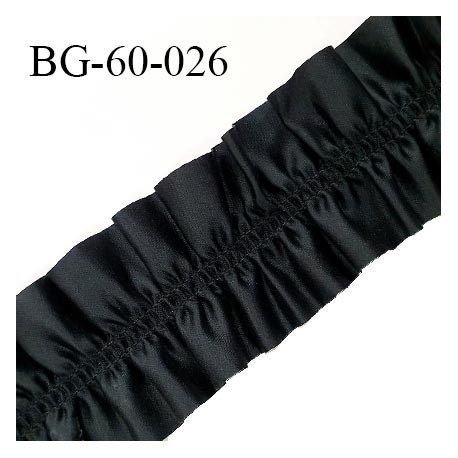 Biais galon 60 mm ruban élastique froufrou couleur noir effet satin largeur 60 mm prix au mètre
