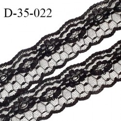 Dentelle 35 mm motifs fleurs couleur noir largeur 35 mm prix au mètre