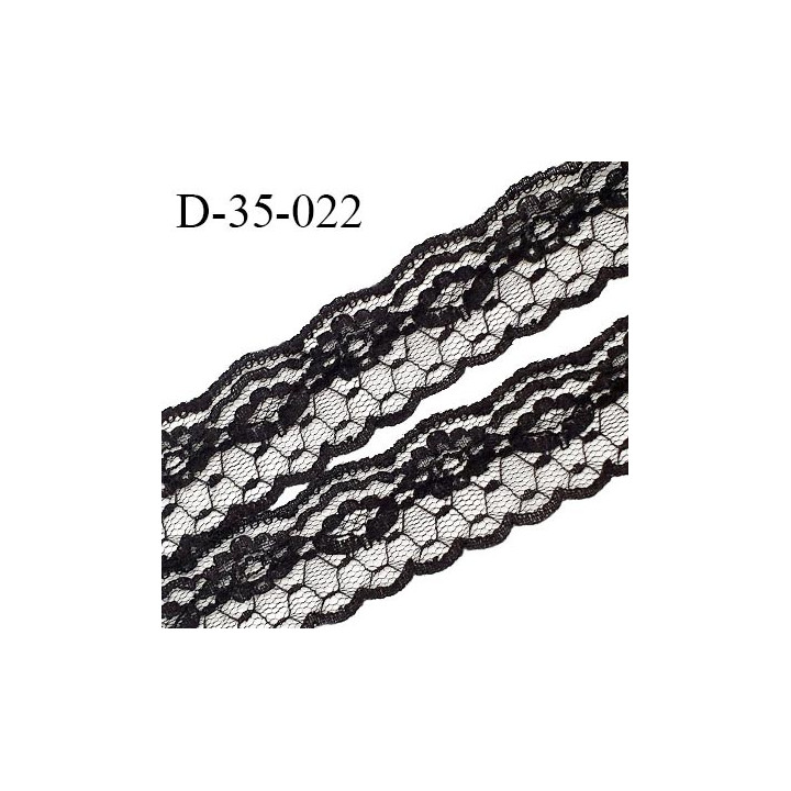 Dentelle 35 mm motifs fleurs couleur noir largeur 35 mm prix au mètre