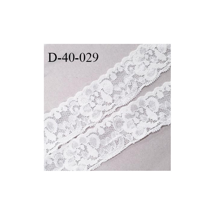 Dentelle 40 mm lycra extensible couleur blanc largeur 40 mm prix au mètre