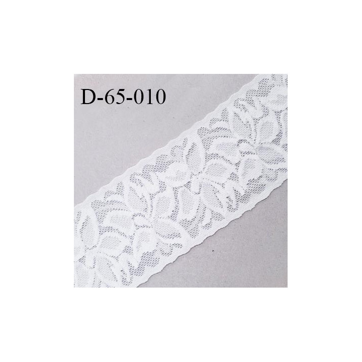 Dentelle 65 mm lycra extensible couleur blanc largeur 65 mm prix au mètre
