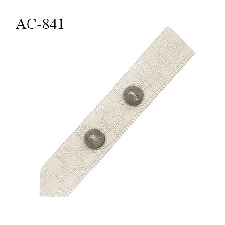 Décor lingerie cravate ruban damier 10 mm couleur écru avec boutons métal largeur 10 mm longueur 55 mm prix à l'unité