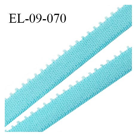 Elastique 9 mm bretelle et lingerie couleur bleu horizon largeur 9 mm haut de gamme Fabriqué en France prix au mètre