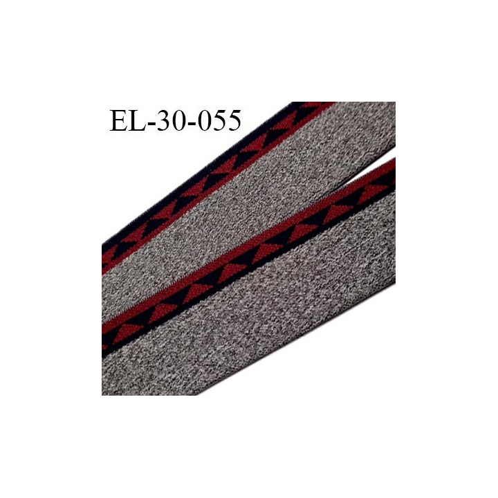 élastique 30 mm spécial lingerie, sport  caleçon couleur gris chiné bordeaux et bleu marine oeko-tex prix au mètre