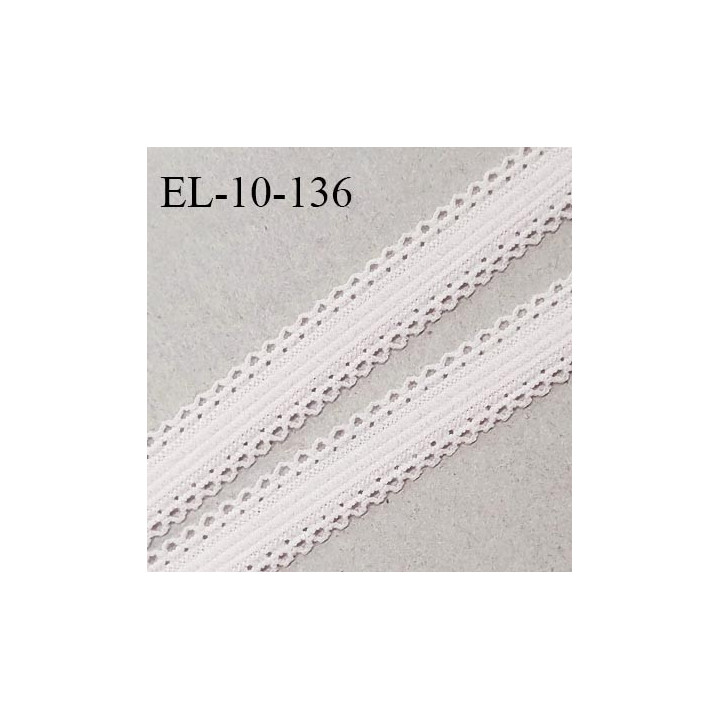 Elastique 10 mm lingerie haut de gamme couleur rose pâle largeur 10 mm + 2 mm de picots de chaque côté prix au mètre