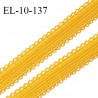 Elastique 10 mm lingerie haut de gamme couleur jaune ocre largeur 10 mm + 2 mm de picots de chaque côté prix au mètre