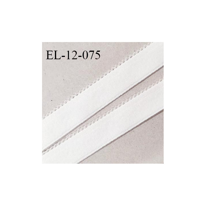 Elastique 12 mm lingerie haut de gamme couleur blanc fabriqué en France largeur 12 mm + 2 mm picots prix au mètre