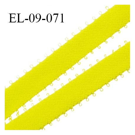 Elastique picots 9 mm couleur jaune fluo un côté brillant et un côté doux haut de gamme superbe largeur 9 mm prix au mètre