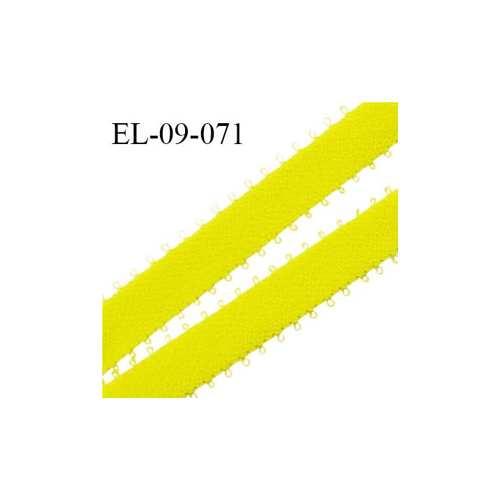 Elastique picots 9 mm couleur jaune fluo un côté brillant et un côté doux haut de gamme superbe largeur 9 mm prix au mètre