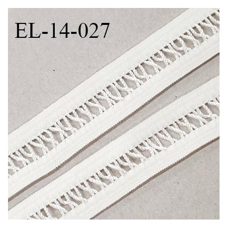 Elastique 14 mm lingerie entre-deux croisillons couleur blanc haut de gamme largeur 14 mm prix au mètre
