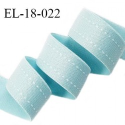 Elastique 18 mm lingerie et bretelle haut de gamme brillant couleur bleu lagon avec surpiqûres blanches prix au mètre