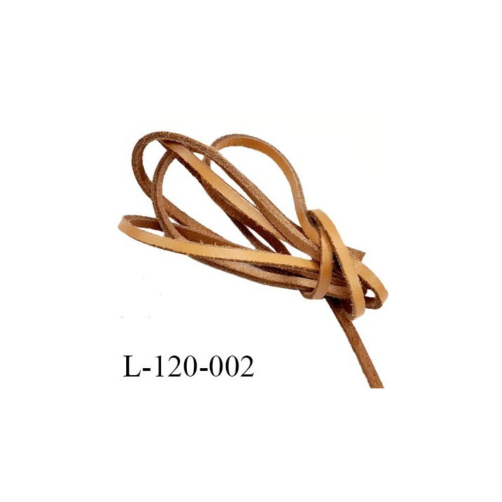 Lacet plat 120cm couleur marron clair façon cuir très solide longueur 120 cm largeur 3.4 mm épaisseur 2 mm prix pour une paire