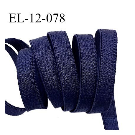 Elastique 12 mm lingerie haut de gamme fabriqué en France couleur bleu marine élastique souple et brillant prix au mètre
