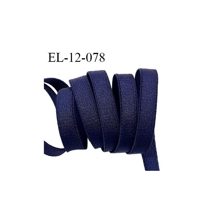 Elastique 12 mm lingerie haut de gamme fabriqué en France couleur bleu marine élastique souple et brillant prix au mètre