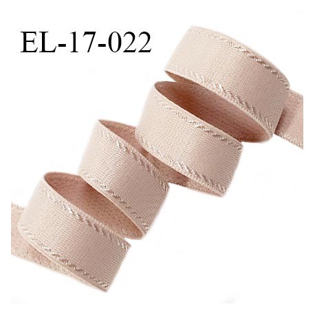 Elastique 16 mm bretelle et lingerie avec surpiqûres couleur beige rosé brillant fabriqué en France prix au mètre