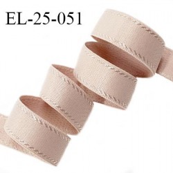 Elastique 24 mm lingerie avec surpiqûres couleur beige rosé brillant fabriqué en France prix au mètre