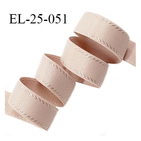 Elastique 24 mm bretelle et lingerie avec surpiqûres couleur beige rosé brillant fabriqué en France prix au mètre