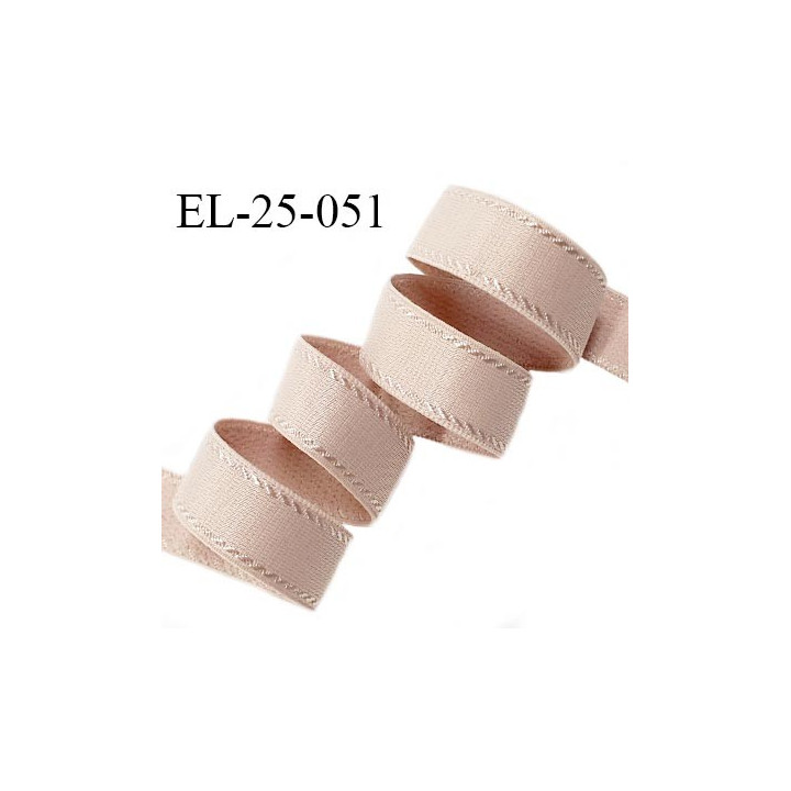 Elastique 24 mm bretelle et lingerie avec surpiqûres couleur beige rosé brillant fabriqué en France prix au mètre