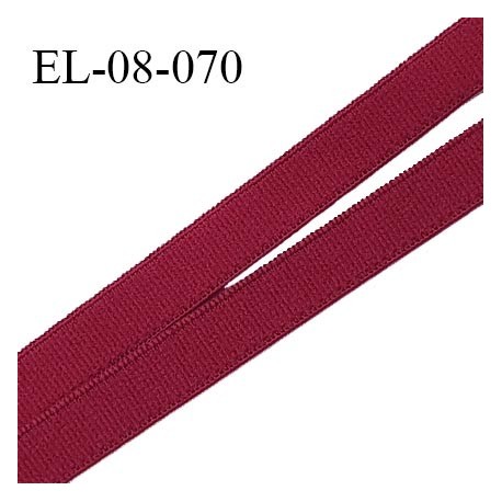 Elastique 8 mm lingerie haut de gamme fabriqué en France couleur bordeaux élastique souple largeur 8 mm prix au mètre