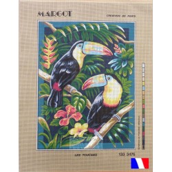 Canevas à broder 50 x 65 cm marque MARGOT création de Paris LES TOUCANS fabrication française