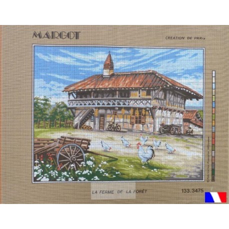 Canevas 50 x 65 cm marque MARGOT création de Paris LA FERME DE LA FORET fabrication française