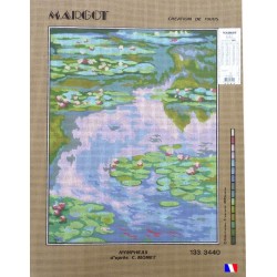 Canevas à broder 50 x 65 cm marque MARGOT création de Paris nymphéas d'après C.Monet fabrication française