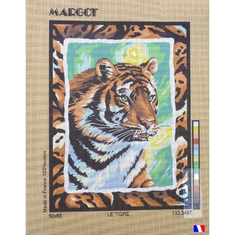 Canevas à broder 50 x 65 cm marque MARGOT création de Paris le tigre fabrication française