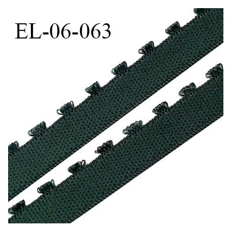 Elastique 6 mm lingerie haut de gamme couleur vert lichen fabriqué en France largeur 6 mm + 2 mm picots prix au mètre