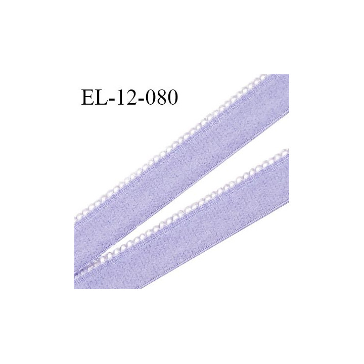Elastique 12 mm lingerie haut de gamme couleur lavande fabriqué en France largeur 12 mm + 2 mm picots prix au mètre