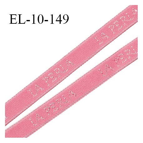 Elastique lingerie 10 mm très haut de gamme élastique souple couleur rose inscription La Perla largeur 10 mm prix au mètre