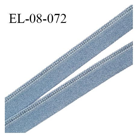 Elastique 8 mm lingerie haut de gamme fabriqué en France couleur bleu avec liseré brillant largeur 8 mm prix au mètre