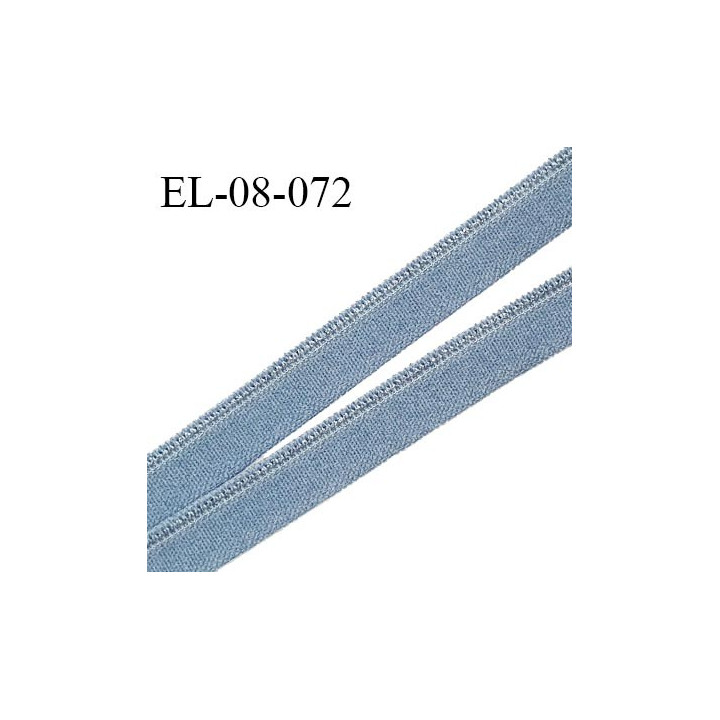 Elastique 8 mm lingerie haut de gamme fabriqué en France couleur bleu avec liseré brillant largeur 8 mm prix au mètre