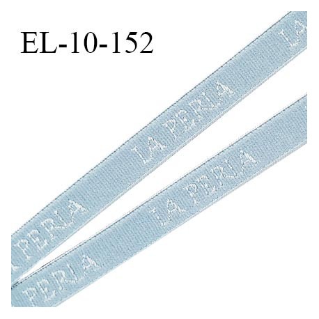 Elastique lingerie 10 mm très haut de gamme élastique souple couleur bleu inscription La Perla largeur 10 mm prix au mètre