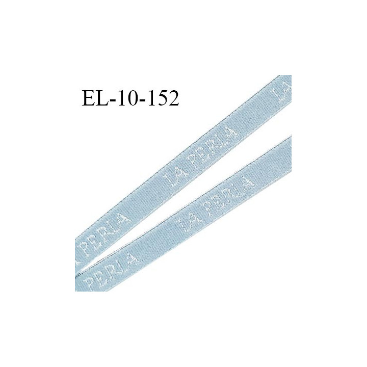 Elastique lingerie 10 mm très haut de gamme élastique souple couleur bleu inscription La Perla largeur 10 mm prix au mètre